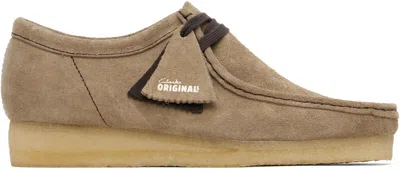 Clarks Originals Taupe Wallabee Derbys In Wolf Suede