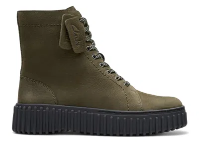 Pre-owned Clarks Originals Torhill Rise Nubuck (women's) Sneakers In Dark Green