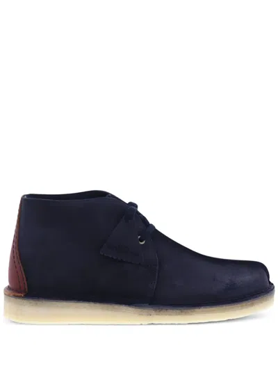 Clarks Originals Trek Hi "dark Navy Suede" Desert Boots In Blue