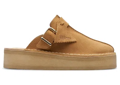 Pre-owned Clarks Originals Trek Wedge Mule Suede (women's) Sneakers In Mid Tan