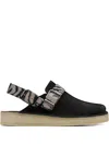 Clarks Originals Trek "zebra Print" Mules In Black