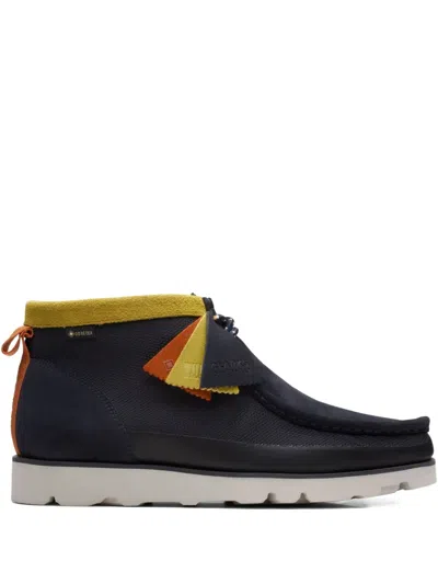 Clarks Originals Wallabee 2.0 "black/yellow" Desert Boots In Blue