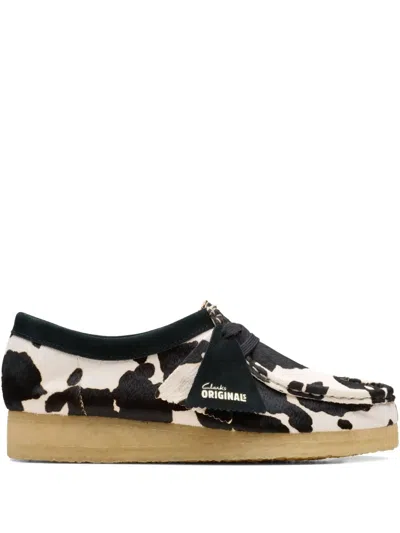 Clarks Originals Wallabee "cow Print Hairon" Sandals In Black
