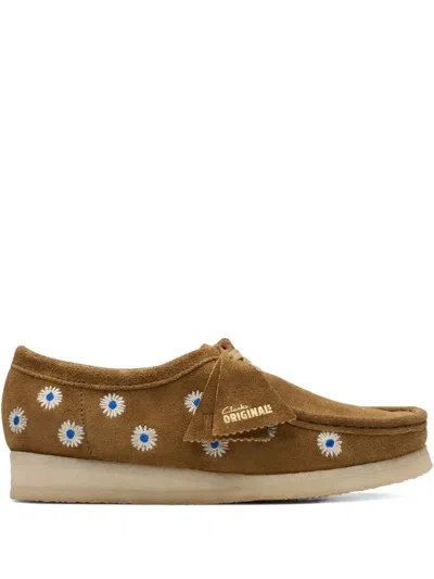 Clarks Originals Wallabee "dark Olive" Derby Shoes In Brown