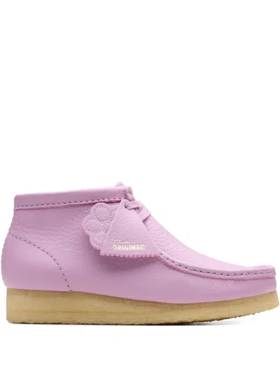 Clarks Originals Wallabee Flower Leather Boots In Purple