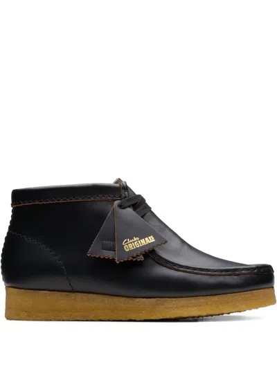 Clarks Originals Wallabee Leather Boots In Black