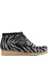 Clarks Originals Wallabee "zebra Print" Boots In Black