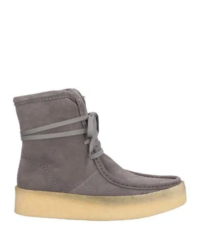 Clarks Originals Woman Ankle Boots Grey Size 6.5 Leather In Gray
