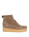 Clarks Originals Woman Ankle Boots Khaki Size 6.5 Leather In Brown