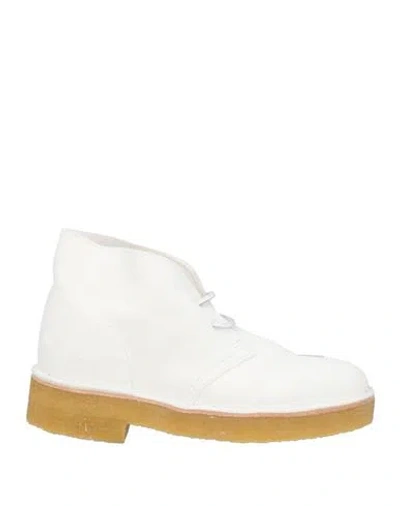 Clarks Originals Woman Ankle Boots White Size 9.5 Soft Leather