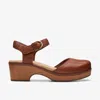 Clarks Paizlee Bay Clog-style Block Heel Platform Shoes In Brown