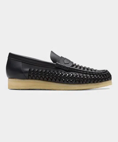 Clarks Penny Weave Leather Wallabee In Black
