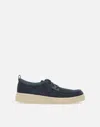 Clarks Polden Moc Suede Lace Up In Navy Blue