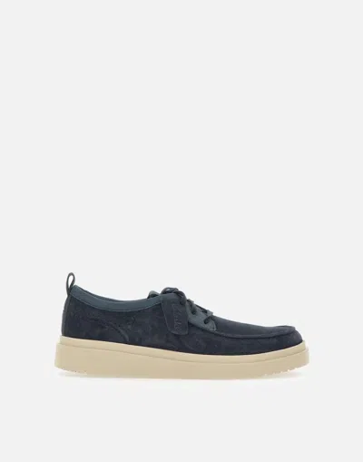 Clarks Polden Moc Suede Lace Up In Navy Blue
