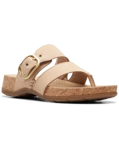 Clarks Reileigh Park Leather Sandal In Beige