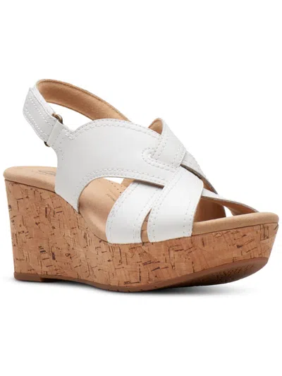 Clarks Rose Erin Womens Suede Platform Sandals In White
