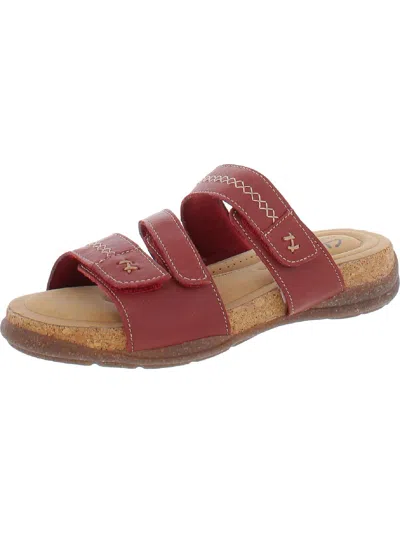 Clarks Roseville Bay Womens Leather Adjustable Slide Sandals In Red
