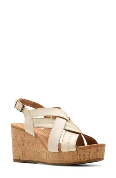 Clarks Sabina Sling Leather Wedge Sandal In Multi