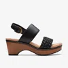 Clarks Seannah Step Woven Strap Clog-style Platform Sandals In Black