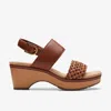 Clarks Seannah Step Woven Strap Clog-style Platform Sandals In Brown