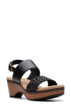 Clarks Seannah Step Woven Strap Clog-style Platform Sandals In Black