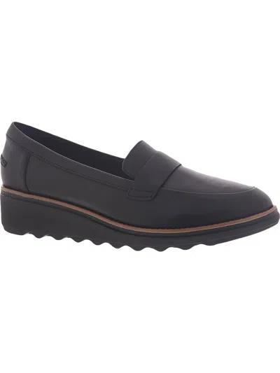Clarks Sharon Gracie Womens Leather Slip On Loafers In Black