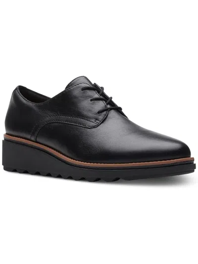 Clarks Sharon Rae Womens Leather Oxfords In Black