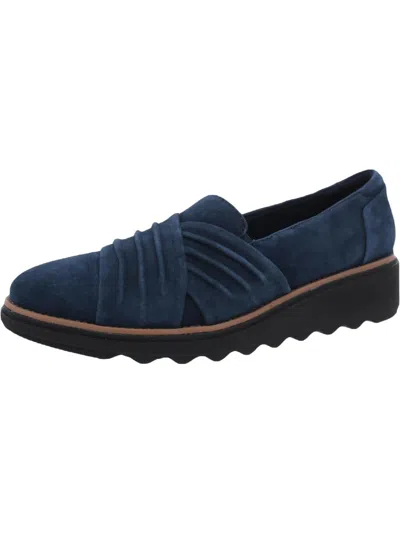 Clarks Sharon Villa Womens Suede Slip On Loafers In Blue