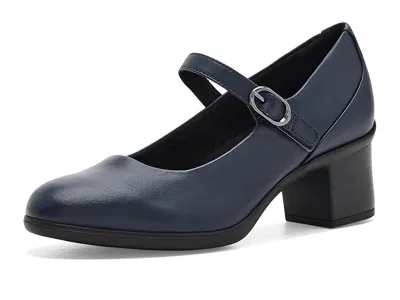 Clarks Shaya Jane High Women's Heels Navy Leather: 6 B - Medium In Blue