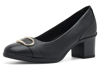 Clarks Shaya Lux Women's Shoes Black Leather: 7 B - Medium, Leather/suede