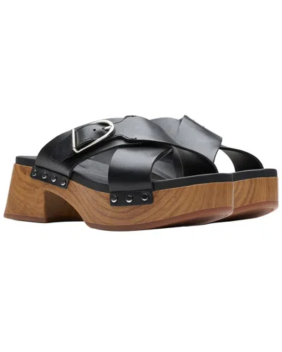 Clarks Sivanne Walk Leather Sandal In Black