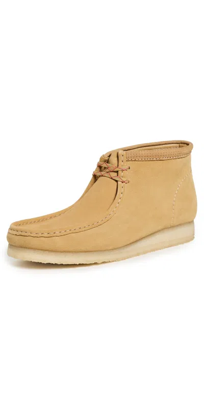 Clarks Somerset Collection Wallabee Boots Golden Tan Suede In Brown
