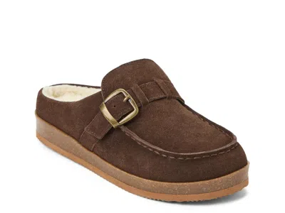Clarks Suede Clog Slipper In Brown