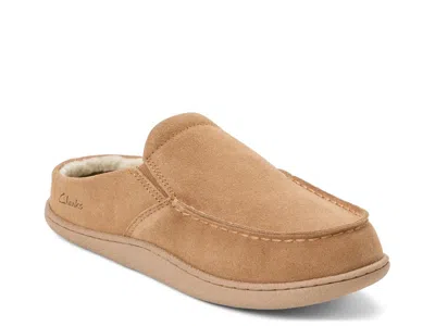 Clarks Suede Clog Slipper In Brown