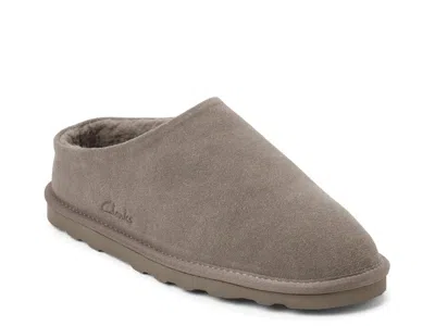 Clarks Suede Clog Slipper In Gray