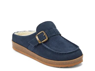 Clarks Suede Clog Slipper In Blue