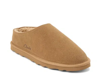 Clarks Suede Clog Slipper In Brown