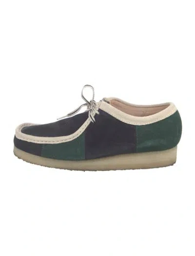Pre-owned Clarks Suede Colorblock Pattern Sneakers In Blue