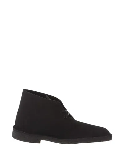 Clarks Suede Desert Boots In Black