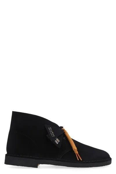 Clarks Suede Desert Boots In Black