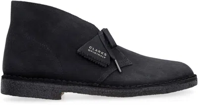 Clarks Suede Desert Boots In Black