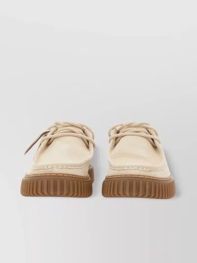 Clarks Suede Lace-up Shoes With 4 Cm Sole In Neutral