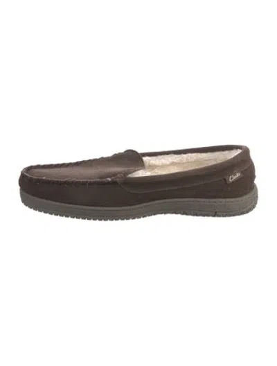 Pre-owned Clarks Suede Slippers In Brown