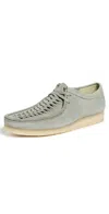 Clarks Suede Woven Wallabee Shoes Sage Suede