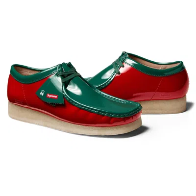 Pre-owned Clarks Sup-cl-24ss-gr Supreme  Patent Leather Wallabee Multicolor In Green