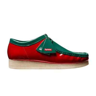 Pre-owned Clarks Supreme X Wallabee 'patent Leather Pack - Green Red' | Men's Size 11