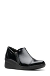 Clarks Suttyn Zip In Black Crinkle Patent