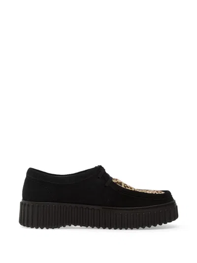 Clarks Torhill Bee Leopard-print Suede Sneakers In Black