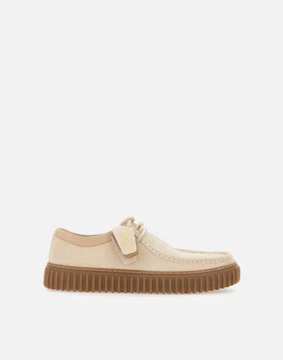 Clarks Torhill Lo Suede Lace Up Shoes In Beige