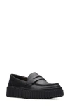 Clarks Torhill Penny Leather Loafer In Black